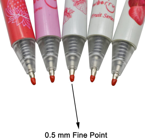 Maydahui 12PCS Strawberry Gel Pens Cute Fruit Pen Retractable Printing Pen Black Ink for Girls School Party...