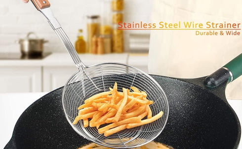 Spider Strainer,Stainless Steel Wire Food Strainer Skimmer With Bamboo Handle (M Size, 6.3 Inch)...