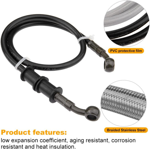 Mtsooning Motorcycle Brake Hydraulic Line, 60cm/23.6inch Braided Clutch Oil Pipe, Stainless Brake Hose Replacement for ATV Motorbike Pit Dirt Bike...