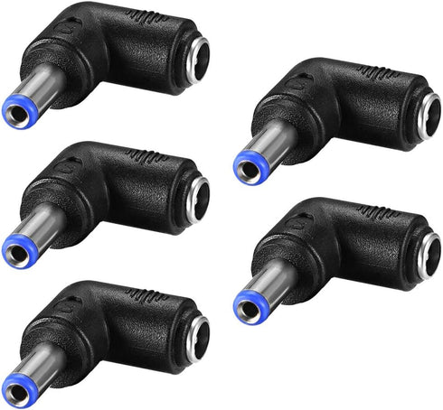 uxcell 5Pcs DC Power Connector Adapter 90 Degree Angle 5.5mmx2.1mm Male Plug to Female Jack Coupler Converter for Laptop CCTV Camera Strip Lightin...