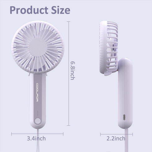 Handheld Fan,USB Rechargeable Mini Fan with 2000mAh Battery Operated Small Fan with 3 Adjustable Speeds,180°Rotation Foldable Fan for Office Deskt...