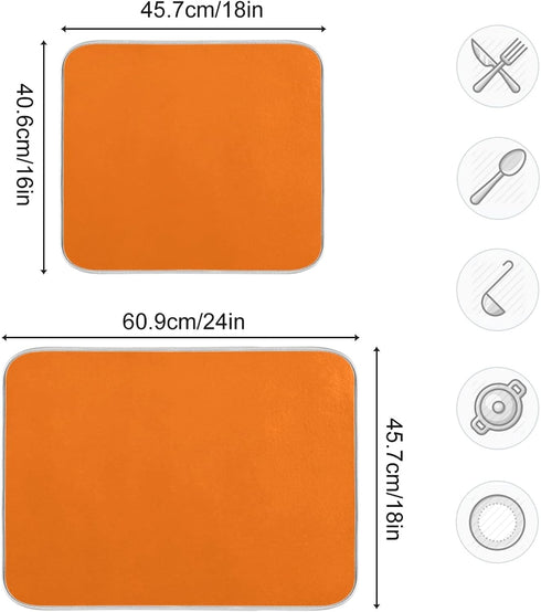 Orange Halloween Day Dish Drying Mat for Kitchen Counter Absorbent Microfiber Dry Dishes Mats Drainer Counter Mat 16 x 18 In Drying Dish Pad for C...