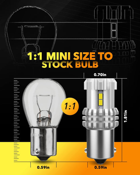 OXILAM Upgraded 1156 LED Bulbs Reverse Light, 6000K White 400% Brightness 3000 Lumens, BA15S 7506 1003 1141 P21W LED Bulb Used for Backup Tail Bra...