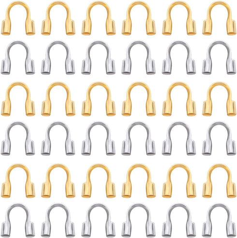 1 Box 1200Pcs Wire Guardians Thread Protector Wire Guard Brass U Shape Protective Tube Silver Gold Wire Guardian Loops for Earring Bracelet Neckla...