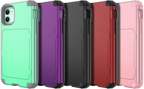 WeLoveCase iPhone 11 Wallet Case for Women, Men Defender Credit Card Holder Cover with Hidden Mirror Three Layer Shockproof Heavy Duty Protection ...