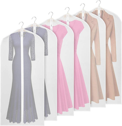 Univivi Clear Garment Bags for Hanging Clothes 60 inch Clear Dress Bags for Storage 6Pack Suit Cover for Long Gown Coat...