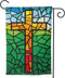 YISHOW Jesus Christ Cross Religious Stained Glass Style Garden Flag Double Sided Vertical Christian Lord Faith Cross Stained Glass Style House Fla...