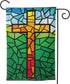YISHOW Jesus Christ Cross Religious Stained Glass Style Garden Flag Double Sided Vertical Christian Lord Faith Cross Stained Glass Style House Fla...