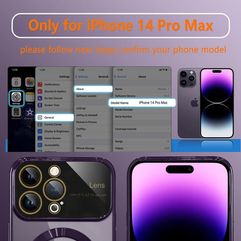KANGHAR Clear for iPhone 14 Pro Max Case Magnetic for Women Men with Lens Protector Anti-Scratch Luxury Plating Compatible with MagSafe Slim Cover...