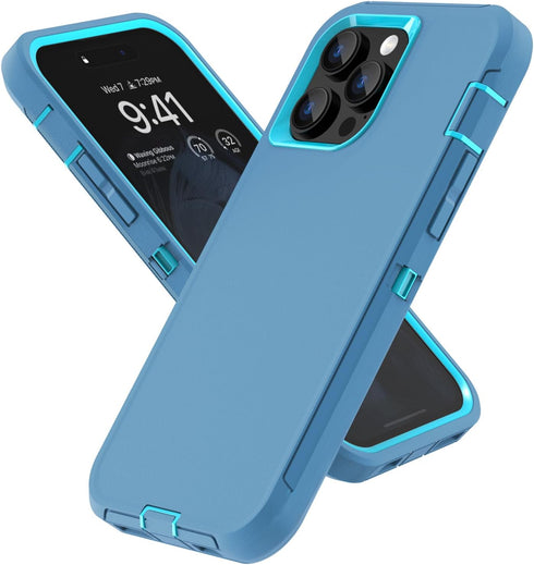 Sansunto for iPhone 13 Pro Max & iPhone 12 Pro Max Heavy Duty Shockproof Case, Full Body Protection Silicone Rubber with Hard PC Tough Rugged Dura...