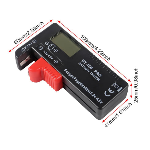 4pcs Digital LCD Universal Battery Tester (Model: Bt - 168 PRO), Portable Battery Checker Battery Tester for AA AAA C D 9V 3.7V 1.5V Button Cell (...