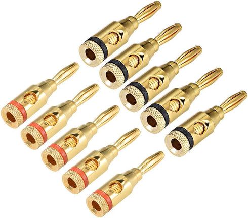 uxcell® Gold 4mm Plated Banana Connector Open Screw Type 10Pcs for Speaker Wire Home Theater...