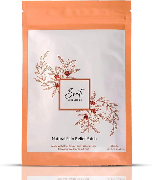 Senti Welless Natural Plant Based Pain Relief Patches | Quickly Relieves Back, Neck, Shoulder, Knee, Muscle, or Arthritis Pain | 10 Large Patches...