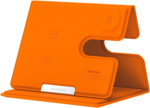 Folio 23W 3-in-1 Portable Foldable Wireless Charging Station for iPhone/Apple Watch/AirPods/Samsung (Orange)...