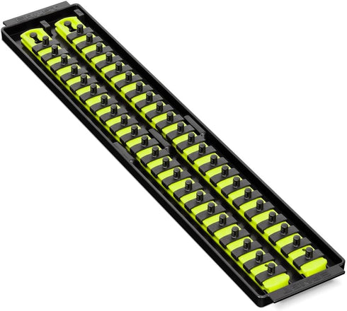 Ernst Manufacturing 19-Inch Socket Boss, Premium 2-Rail, 1/4-Inch-Drive Twist-Lock Socket Organizer, High-Visibility - Made in USA...
