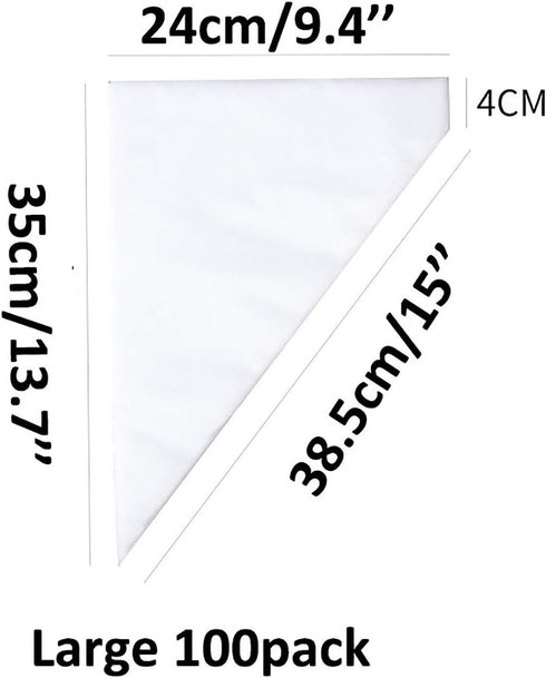 Piping Pastry Bag Pack of 100 Plastic Disposable Cream Pastry Bag Cake Icing Sugarcraft Cupcake Piping Decorating Tool For Baking Supplies (Large ...