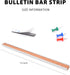 Bulletin Bar Strip, Cork Board Bar, 15" x 1", for Classroom, Office, Cubicle, Aluminum Frame (Silver),2 PACK...