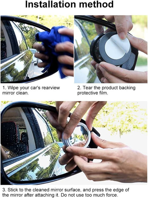 360° Rotary Push Car Rear View Mirror, Black...