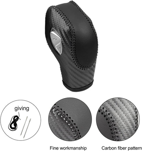 NC NC Genuine Leather Automatic at Gear Shift Knob Cover Protector Trim Fit Ford Fusion EcoSport Escape Focus Transit C-Max Energi Wagon Edge Fies...