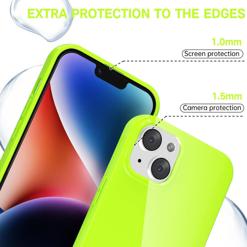 for iPhone 14 Plus Case Silicone, Glossy Soft Rubber Gel Plastic Jelly Neon Bright Vibrant Color Cute Protective Phone Case Cover Design for Women...
