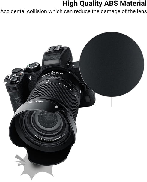 Lens Hood for NIKKOR Z DX 18-140mm F3.5-6.3 VR Lens, Reversible Lens Shade Replace Nikon HB-101 Lens Hood, Compatible with 62mm Filters and 62mm L...