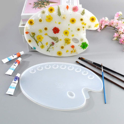 Healifty 1pc Silicone Artist Paint Palette Mold Color Palette Shaped Pattern Paint Tray Resin Mold DIY Handmade Drawing Palette Mold Making Mold f...