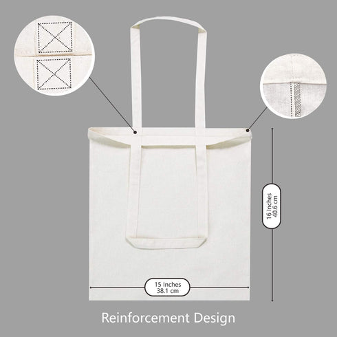 TOPDesign 5 | 12 | 24 | 48 | 192 Pack Economical Cotton Tote Bags, Lightweight Medium Reusable Grocery Shopping Cloth Bags, Suitable for DIY, Adve...