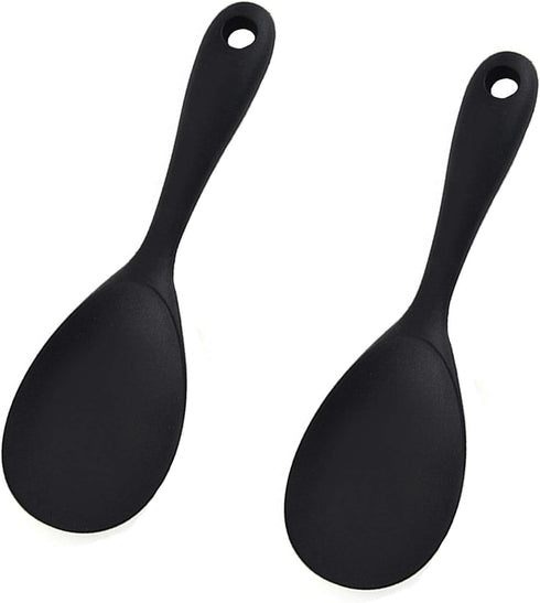 Silicone Rice Paddle Spoon Set of 2,Non Stick Heat Resistant Kitchen Gadge Rice Spoon,Rice Scooper,Rice Spatula,Rice Spoon Paddle,Rice Cooker Spoo...