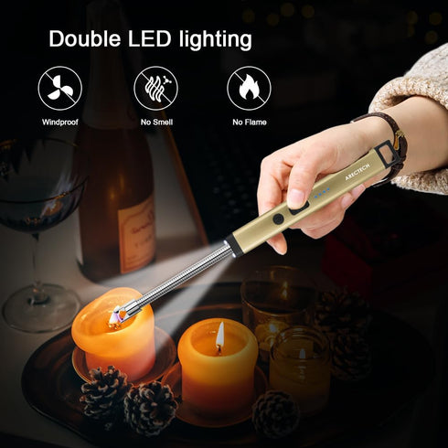 ARECTECH Lighter Candle Lighter Electric Lighter Rechargeable USB Arc Lighters for Candle Camping Cooking Fireworks Christmas Birthday Gifts with ...
