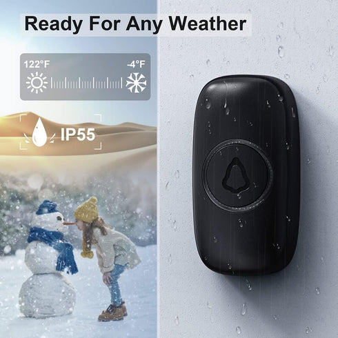 Wireless Doorbell, SECRUI Door bell Over 1000ft Coverage with 2 Plug-In Receivers, 1 Waterproof Push button, 52 Chimes, 110dB loud Sound Colorful ...