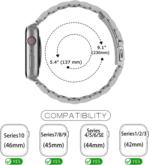 Tasikar Band Compatible with Apple Watch Band 49mm 46mm 45mm 44mm 42mm Premium Stainless Steel Metal Replacement Strap Compatible with Apple Watch...