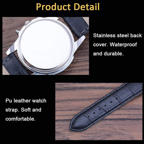 JewelryWe Business Casual Men's Quartz Wrist Watch Dial Leather Strap Watches for Christmas...