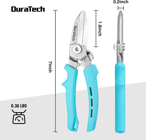 DURATECH 7 Inch Heavy Duty Scissors All Purpose, Industrial Scissors, Pruning Shears for Gardening with Serrated Blades, Built-in Spring, Lock Des...