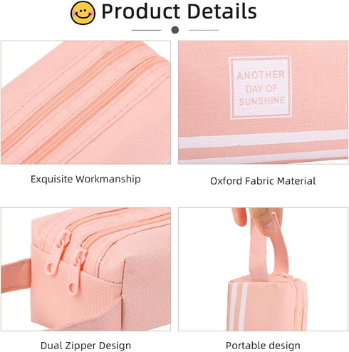 iSuperb Portable Pencil Case Large Capacity Dual Zipper Organizer Storage Pouch Pen Bag Compartments Cosmetic Bags for Office Women...