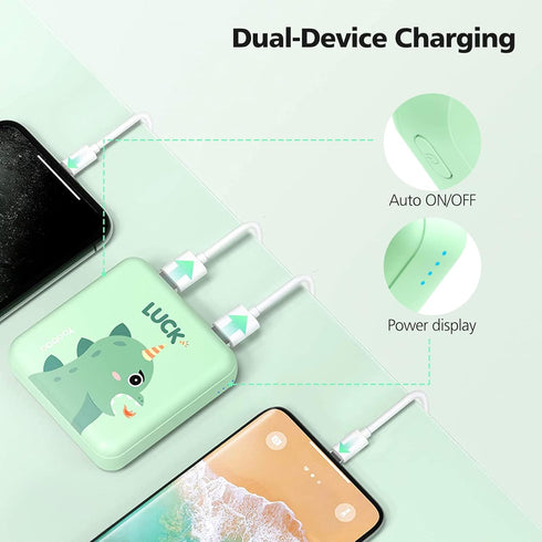 Yoobao Portable Charger 10000mAh, Cute Power Bank USB-C for Girls Travel, 2 Outputs & 2 Inputs (5V/2.1A), Mini Phone Battery Pack for iPhone 14/13...