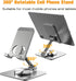 360° Rotatable Cell Phone Stand for Desk, Foldable and Adjustable Aluminum Metal Phone Holder, Compatible with iPhone 14/14 Plus/14 Pro/14 and Oth...