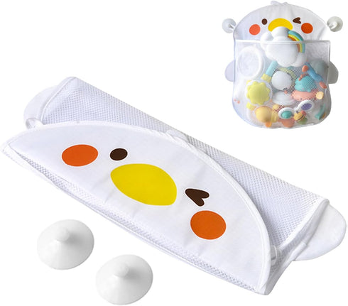 Mesh Bath Toy Organizer?Wth 2 Suction Cups Hanging Mesh Bathtub Toy Holder for Kids and Baby Compatible with Bath Toy Storage(White)...