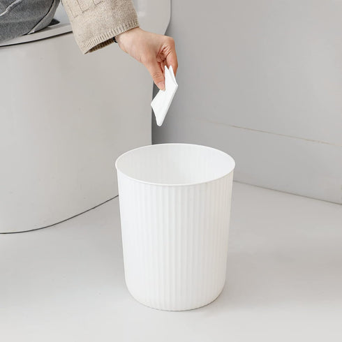 JiatuA Small Trash Can Plastic Wastebasket 1.5 Gallon Round Garbage Container Bin for Bathroom, Kitchen, Home Office, Dorm, Kids Room, White...