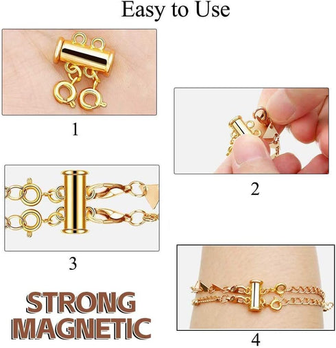OHINGLT Necklace Layering Clasps Magnetic Slide Lock Clasp Necklace Connector Multi Strands Slide Tube Clasps...