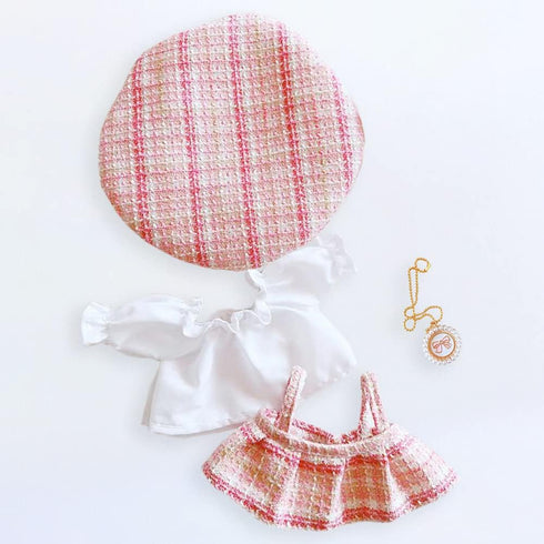 niannyyhouse Berets Suspender Skirt White Shirt Dressup 7.8in/20cm Plush Doll Clothes (Pink)...