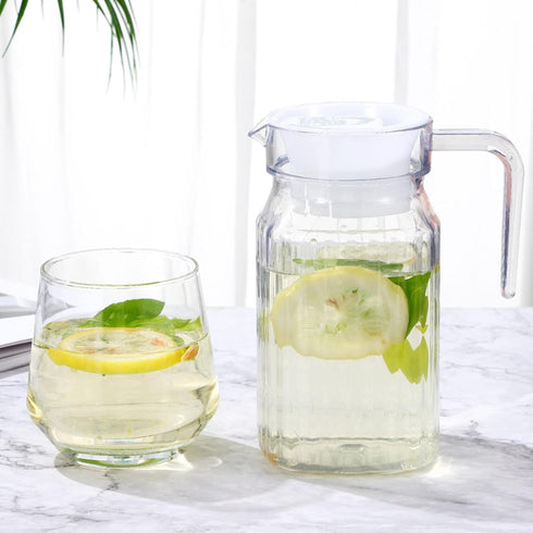 SEWACC 2 Pcs pot cold water bottle beverage kettle 21oz/600mL glass pitcher with lid covered pitchers iced tea pitcher fridge jug water jar clear ...