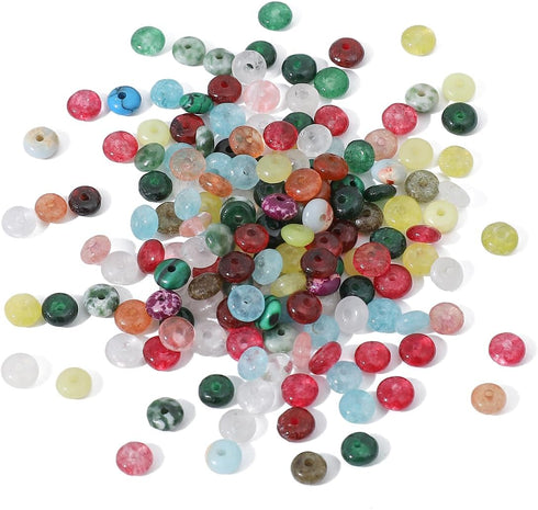 Natural Mix Colored Disk Stone Beads 4x2mm 160pcs Rondelle Loose Semi Gemstone Beads for Jewelry Making Design...