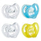 Tommee Tippee Ultra-Light Silicone Pacifier, 6-18 Months, Symmetrical One-Piece Design, BPA-Free Silicone Binkies, Clear/Blue/Yellow, Pack of 4...