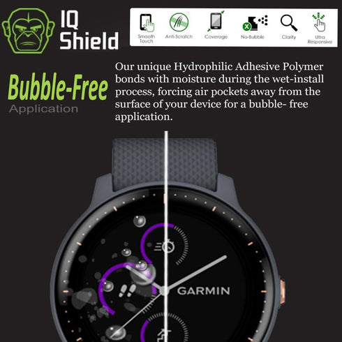 IQShield Screen Protector Compatible with Garmin Vivoactive 3 Music (6-Pack)(Full Coverage) Anti-Bubble Clear TPU Film...