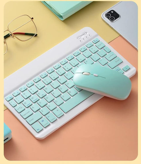 Bluetooth Wireless Keyboard and Mouse Combo,Ultra-Slim Ergonomic Small Rechargeable Bluetooth Keyboard Mouse Set for Apple iPad iPhone Samsung Tab...