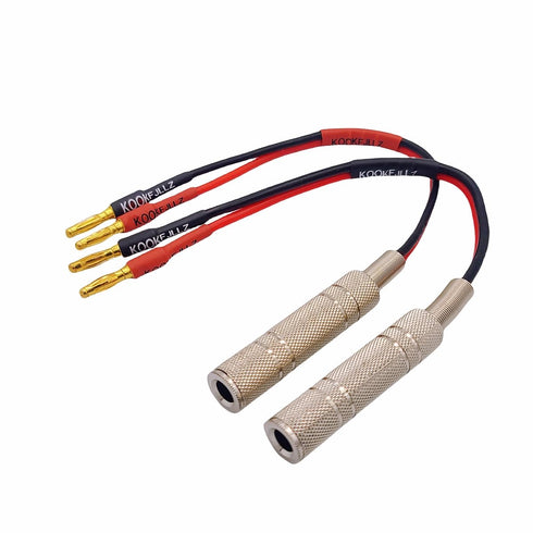 2-Packs 1/4 Inch TS Female to Banana Plug, 6.35mm Female Jack to Banana Plug Speaker, Flexible Silicone Audio Banana Plugs for Speaker Wire(6 inch...