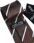 Brown Striped Ties For Men – Tie Set With Pocket Square Cufflinks Tie Clip Bar & Flower Brooch Pin For Mens (Pack of 5) (AXTS64)...