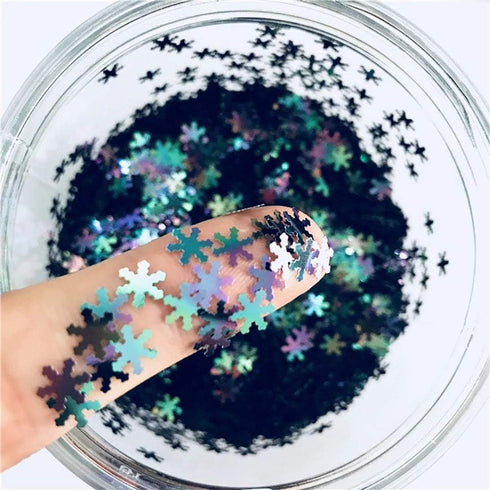 Snowflake Confetti Glitter Laser Sequins for DIY Crafts, Nail Art Decoration, Party Decoration - 6mm, 10g, Holographic Black...