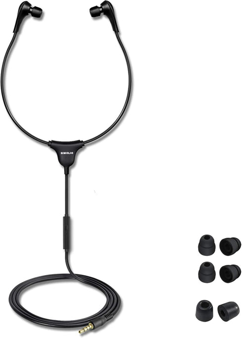 SIMOLIO Stereo Headset with Mic, Light Weight Stethoscope Transcription Headset with Volume Control and Soft Memory Foam Ear-Tips, 4.9FT Audio Cor...