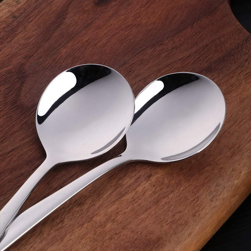 7-Inch Soup Spoons, Baikai Bouillon Spoon,18/10 Stainless Steel Finished Table Dinner Spoons Set of 4 (Silver)...